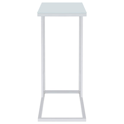 Stella Glass Top Accent Table Chrome and White