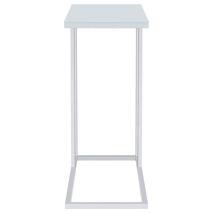 Stella Glass Top Accent Table Chrome and White