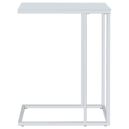 Stella Glass Top Accent Table Chrome and White