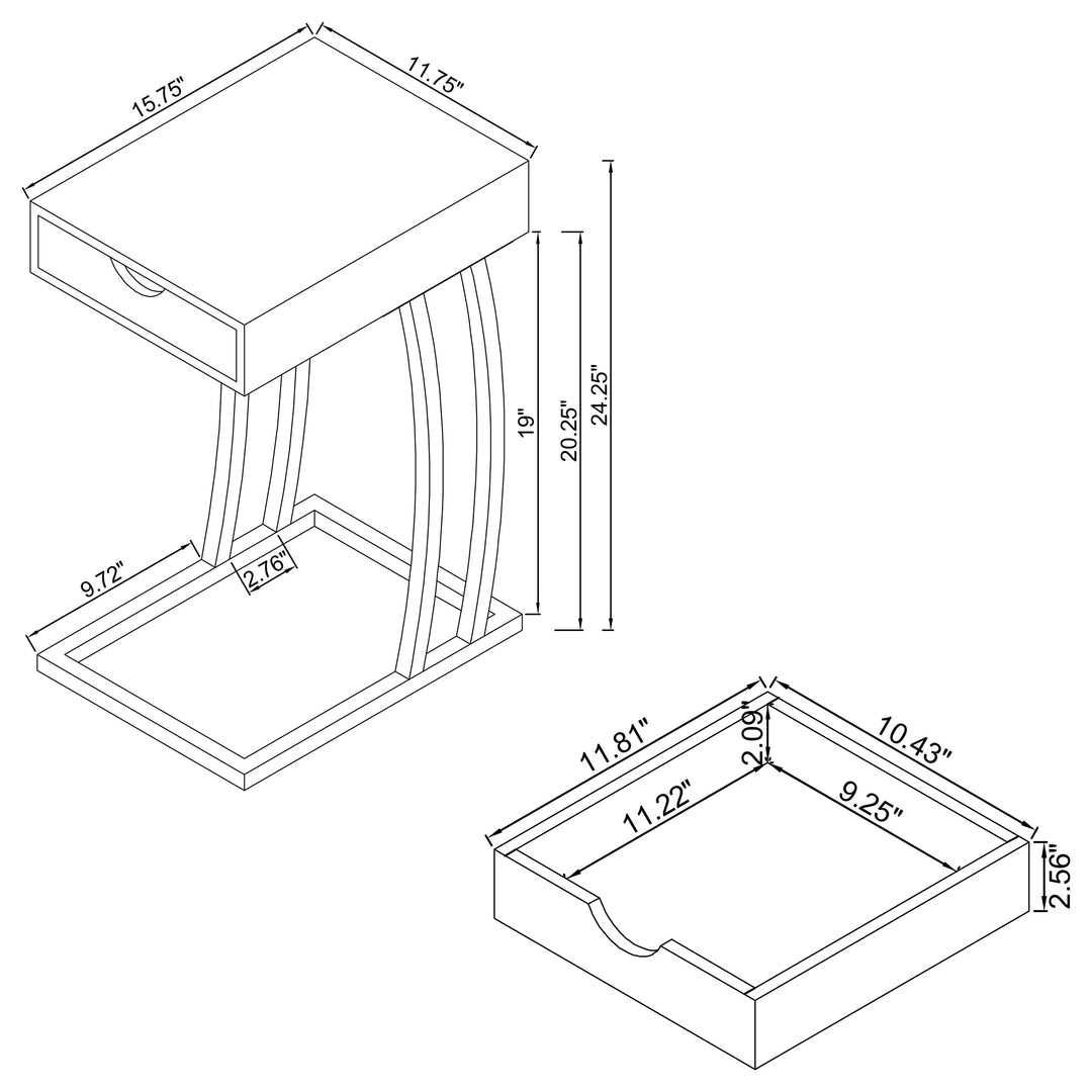 Troy Accent Table with Power Outlet Cappuccino