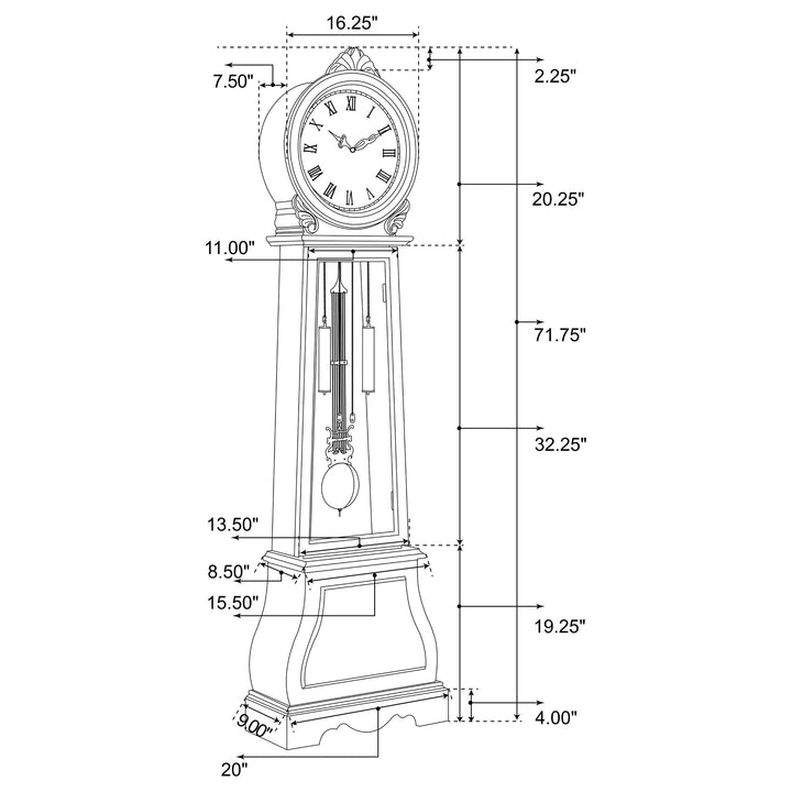 Narcissa Grandfather Clock with Chime Brown Red