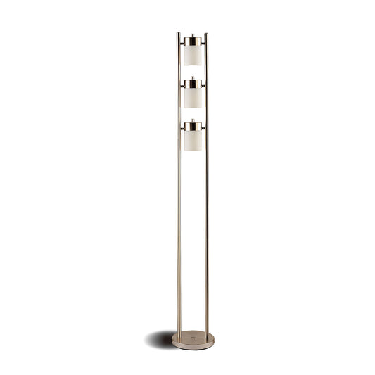 Munson Floor Lamp with 3 Swivel Lights Brushed Silver