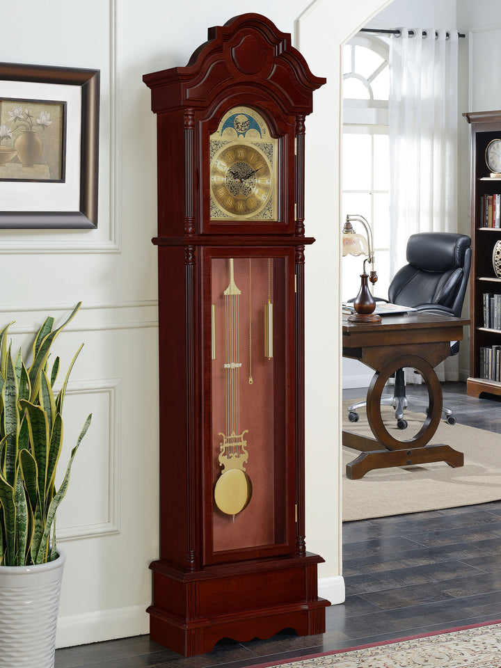 Diggory Grandfather Clock Brown Red and Clear