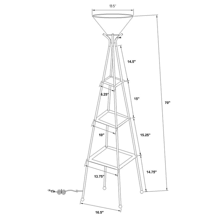 Gianni Versatile Shelf Tower Floor Lamp Charcoal Black