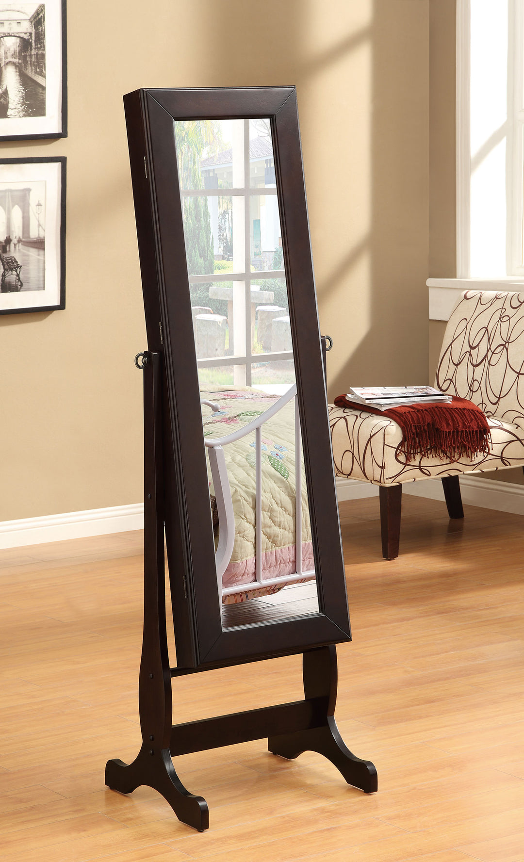 Batista Cheval Mirror with Jewelry Storage Cappuccino