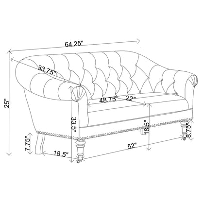 Billie Tufted Back Settee with Roll Arm Natural