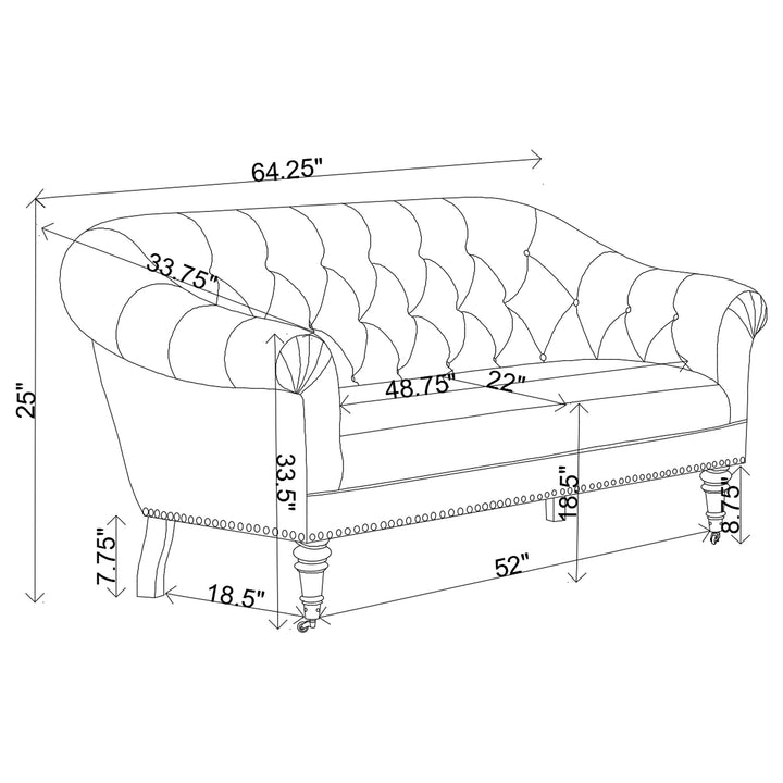 Billie Tufted Back Settee with Roll Arm Natural