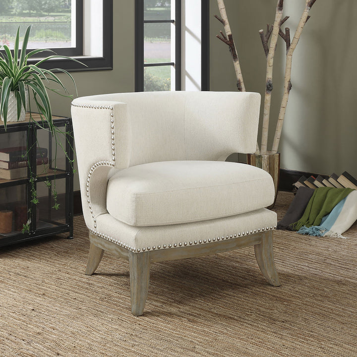 Jordan Dominic Barrel Back Accent Chair White and Weathered Grey