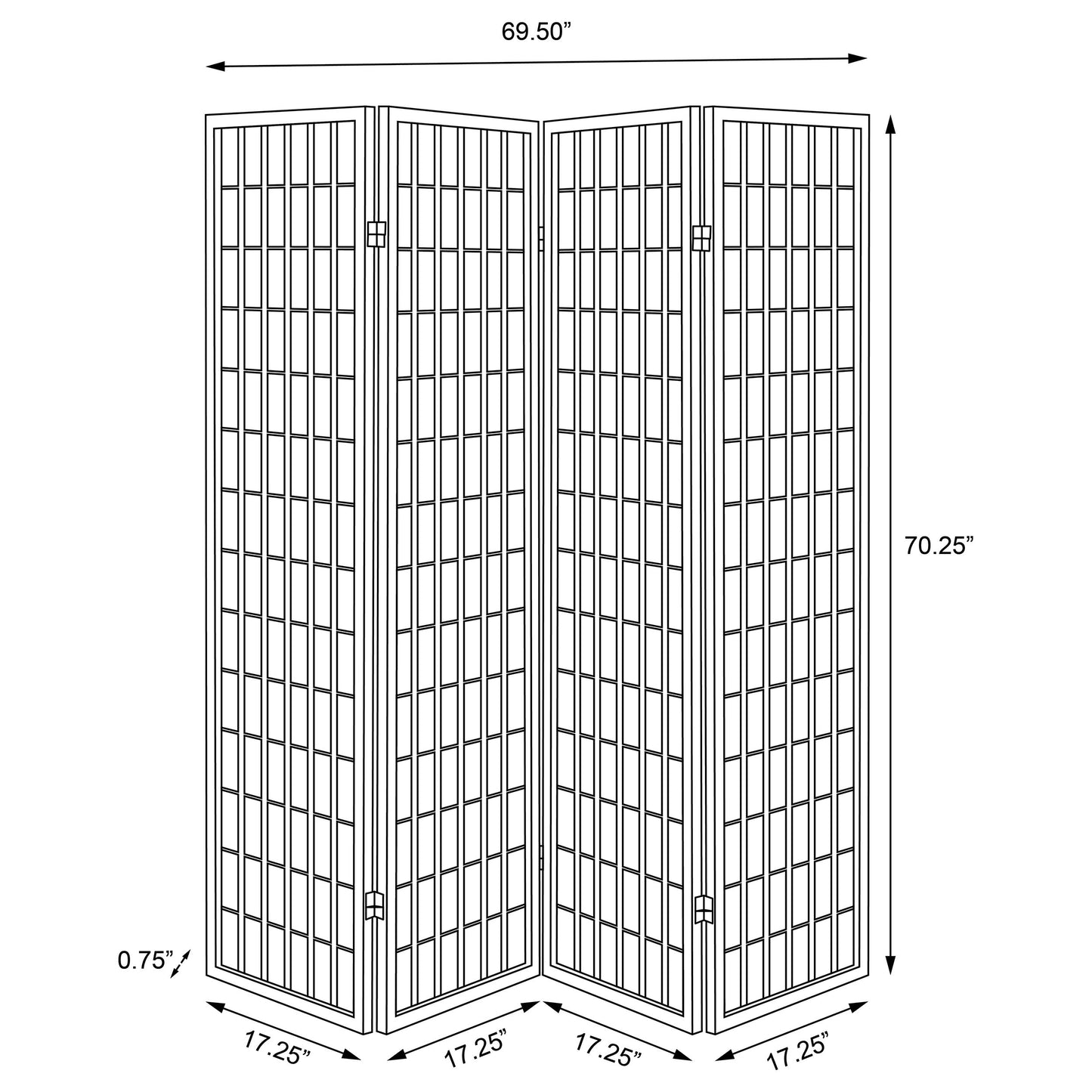 Roberto 4-panel Folding Screen White