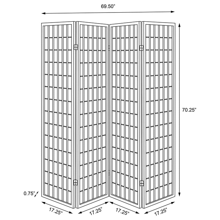 Roberto 4-panel Folding Screen White