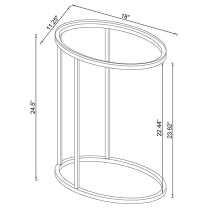 Kyle Oval Snack Table Chrome and Clear