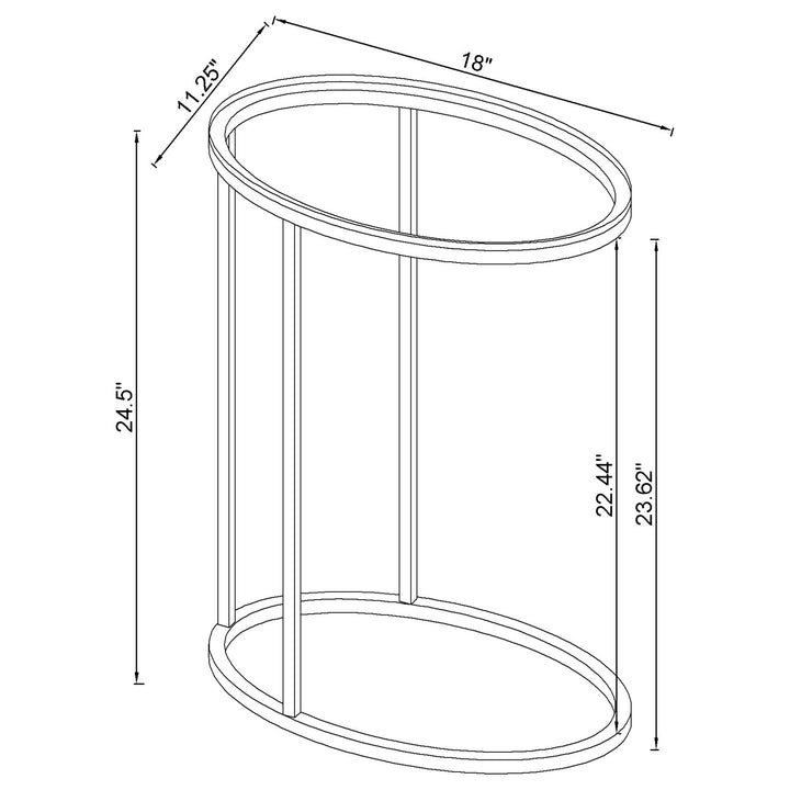 Kyle Oval Snack Table Chrome and Clear