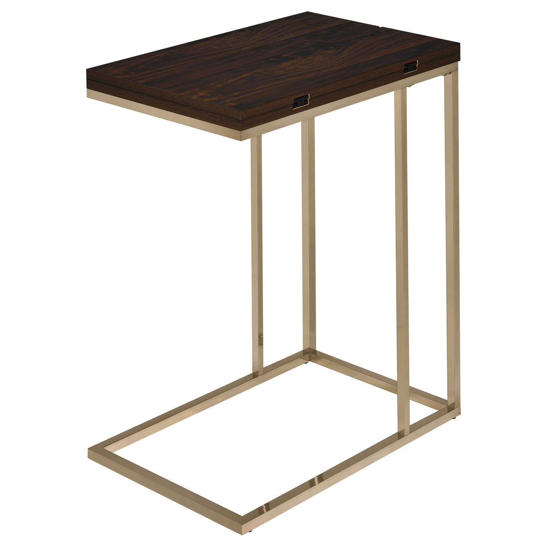 Pedro Expandable Top Accent Table Chestnut and Chrome