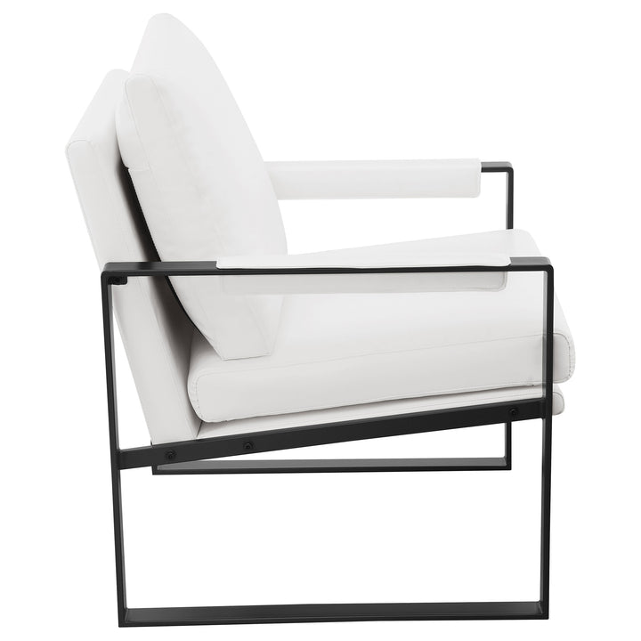 Rosalind Upholstered Track Arms Accent Chair White and Gummetal