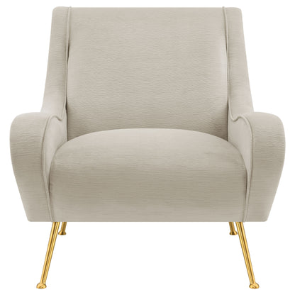 Ricci Upholstered Saddle Arms Accent Chair Stone and Gold