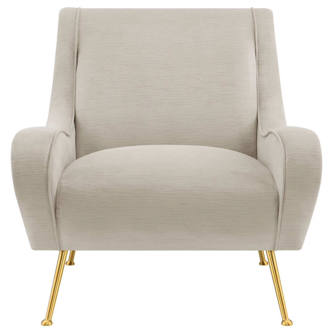 Ricci Upholstered Saddle Arms Accent Chair Stone and Gold