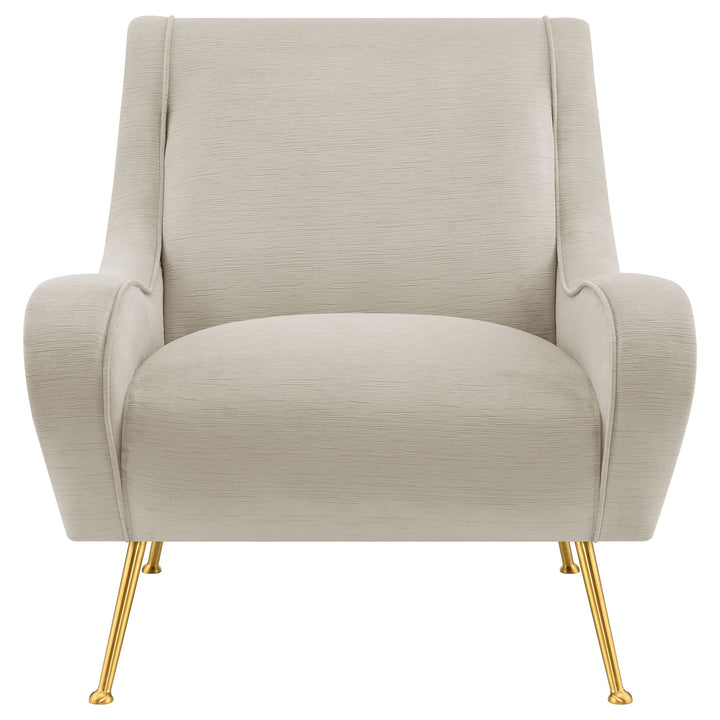 Ricci Upholstered Saddle Arms Accent Chair Stone and Gold