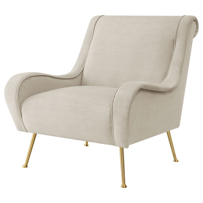 Ricci Upholstered Saddle Arms Accent Chair Stone and Gold