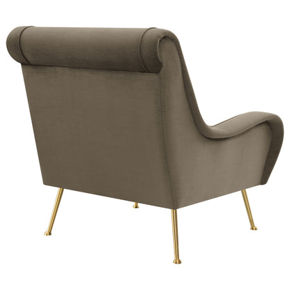 Ricci Upholstered Saddle Arms Accent Chair Truffle and Gold