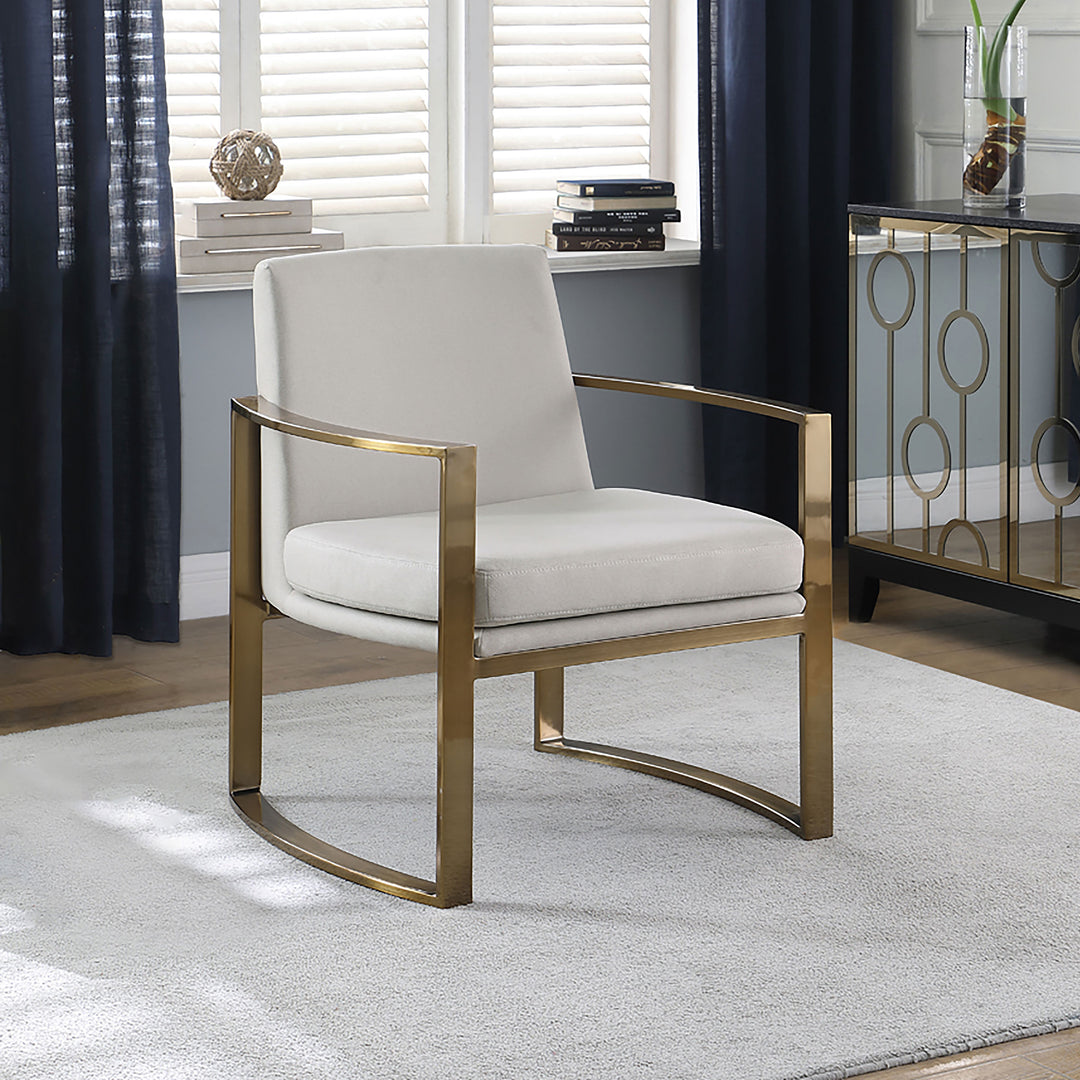 Cory Concave Metal Arm Accent Chair Cream and Bronze