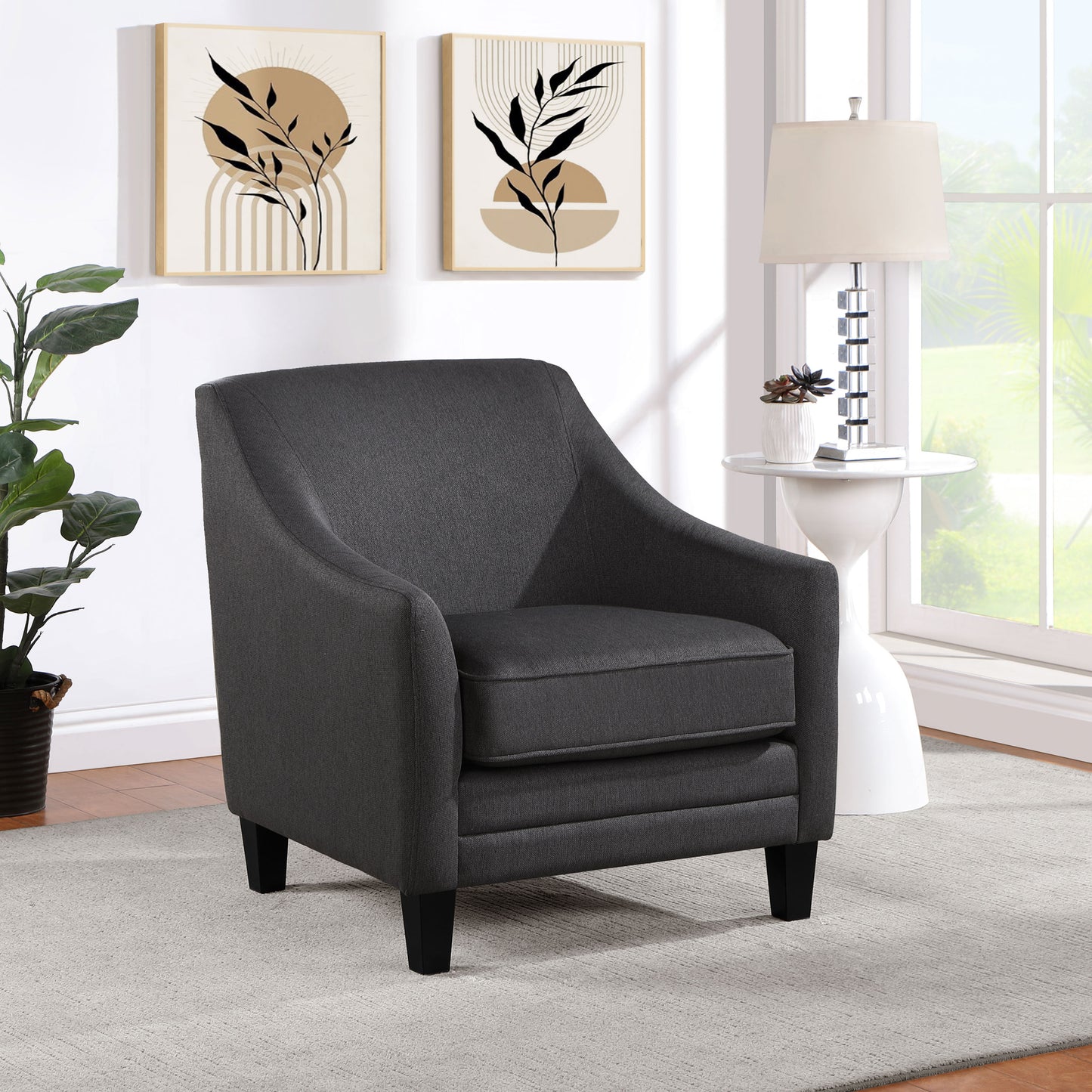 Liam Upholstered Sloped Arm Accent Club Chair Black