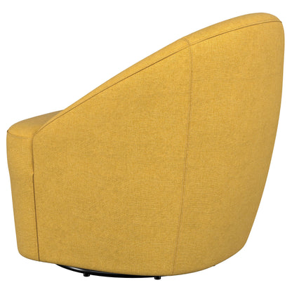 Leon Upholstered Accent Swivel Barrel Chair Mustard Yellow