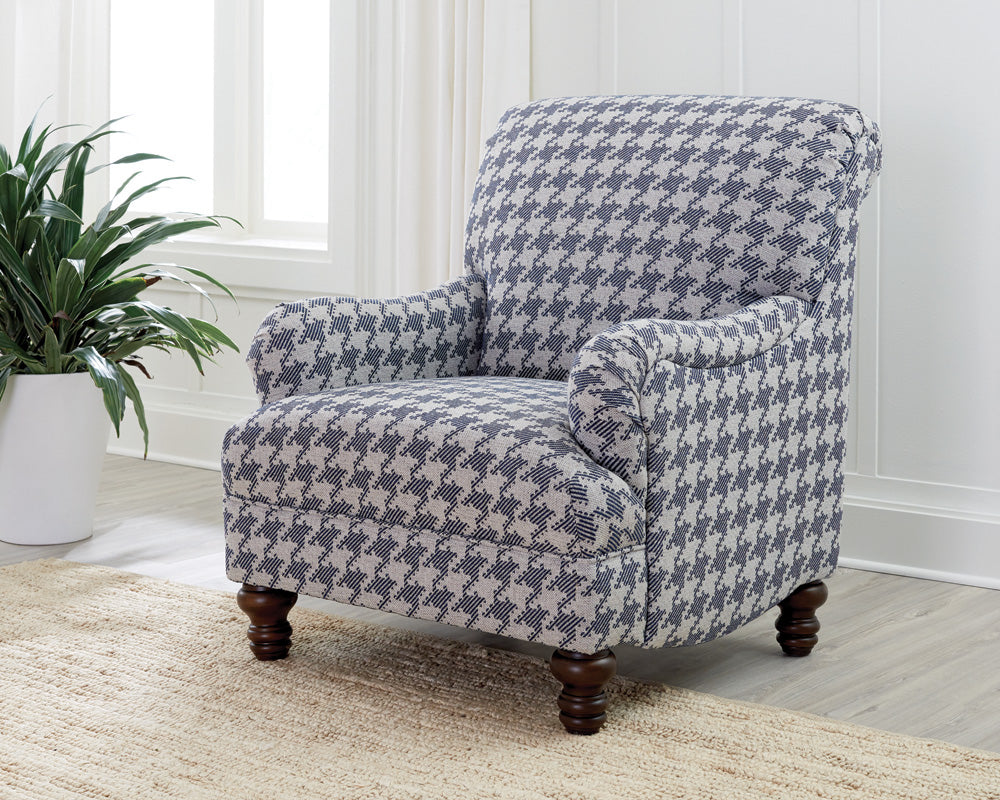 Glenn Recessed Arms Accent Chair Blue