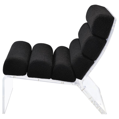 Serreta Boucle Upholstered Armless Accent Chair with Clear Acrylic Frame Black