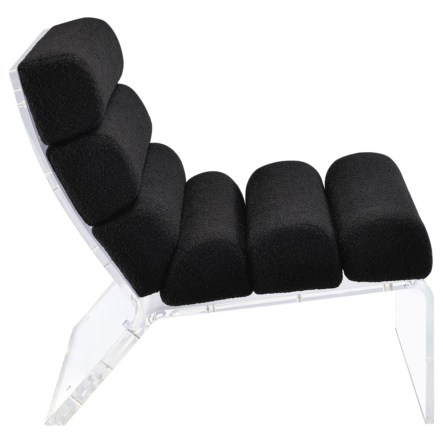 Serreta Boucle Upholstered Armless Accent Chair with Clear Acrylic Frame Black