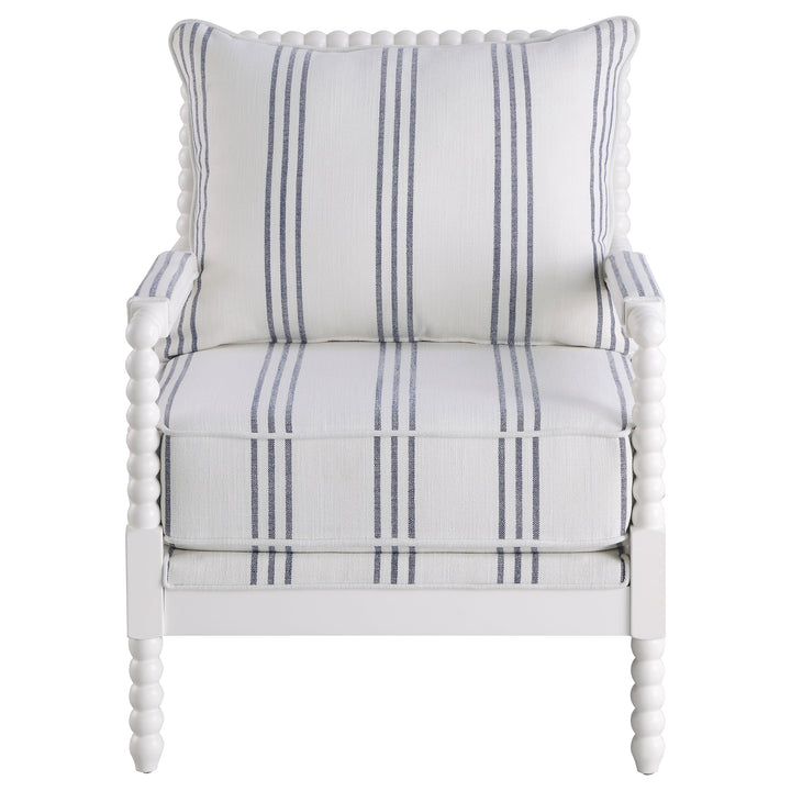 Blanchett Upholstered Accent Chair with Spindle Accent White and Navy