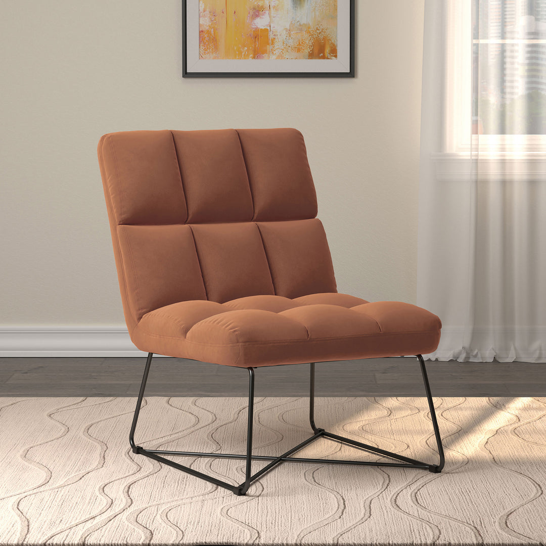 Lux Armless Upholstered Accent Chair Burnt Orange