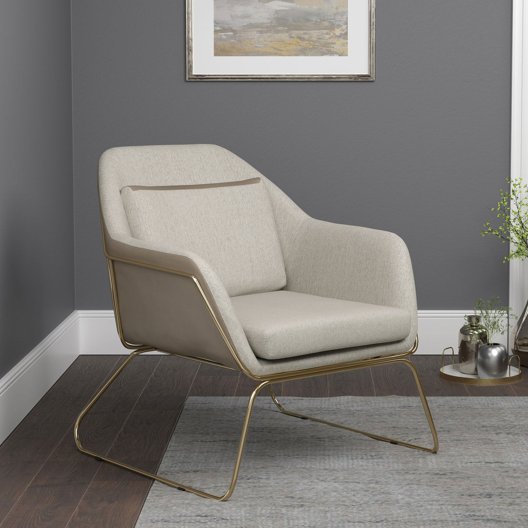 Cody Metal Sled Leg Accent Chair Beige