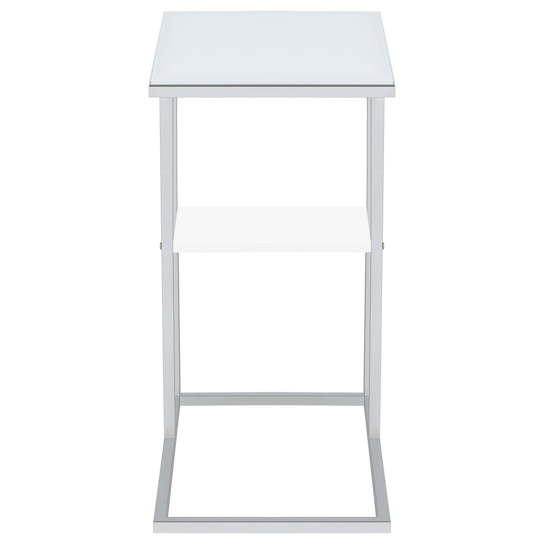 Daisy 1-shelf Accent Table Chrome and White