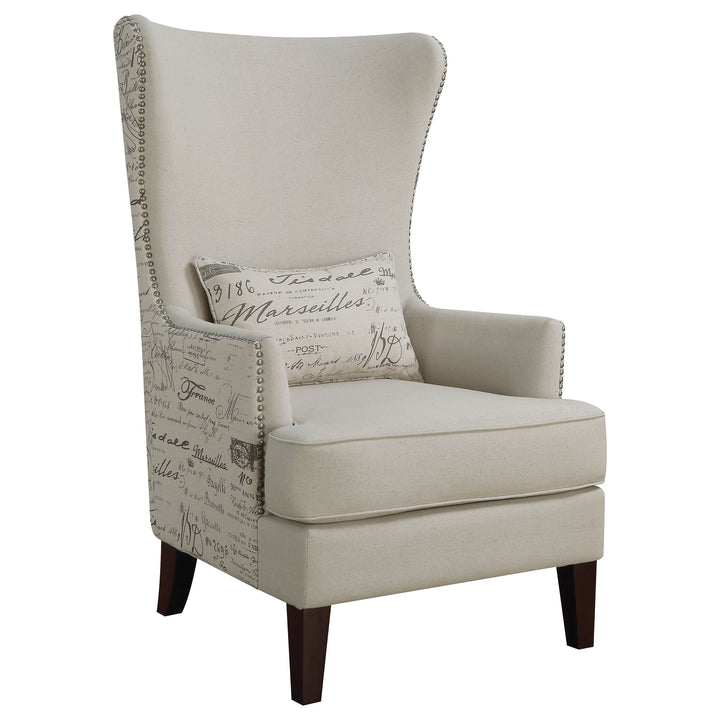 Pippin Curved Arm High Back Accent Chair Cream