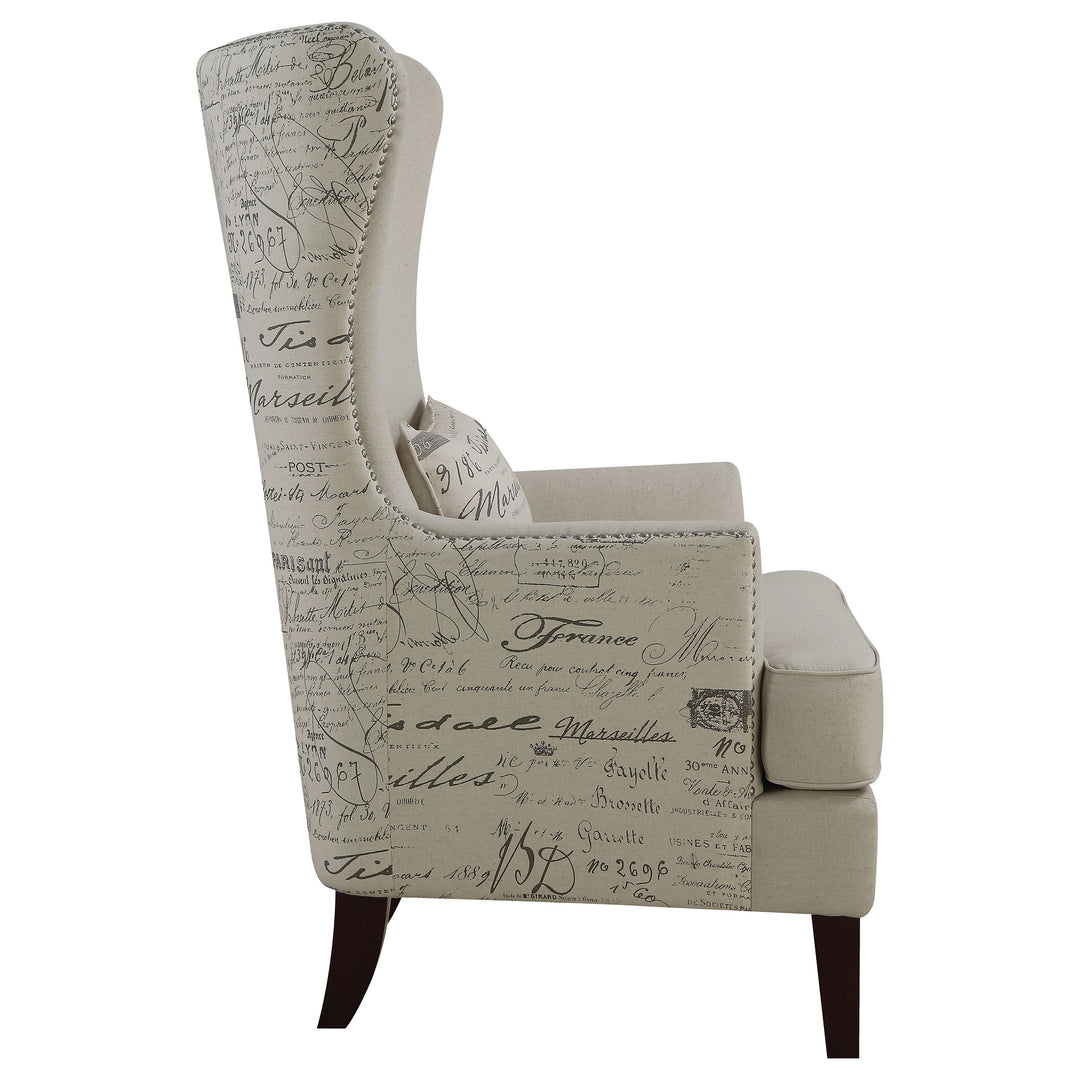 Pippin Curved Arm High Back Accent Chair Cream