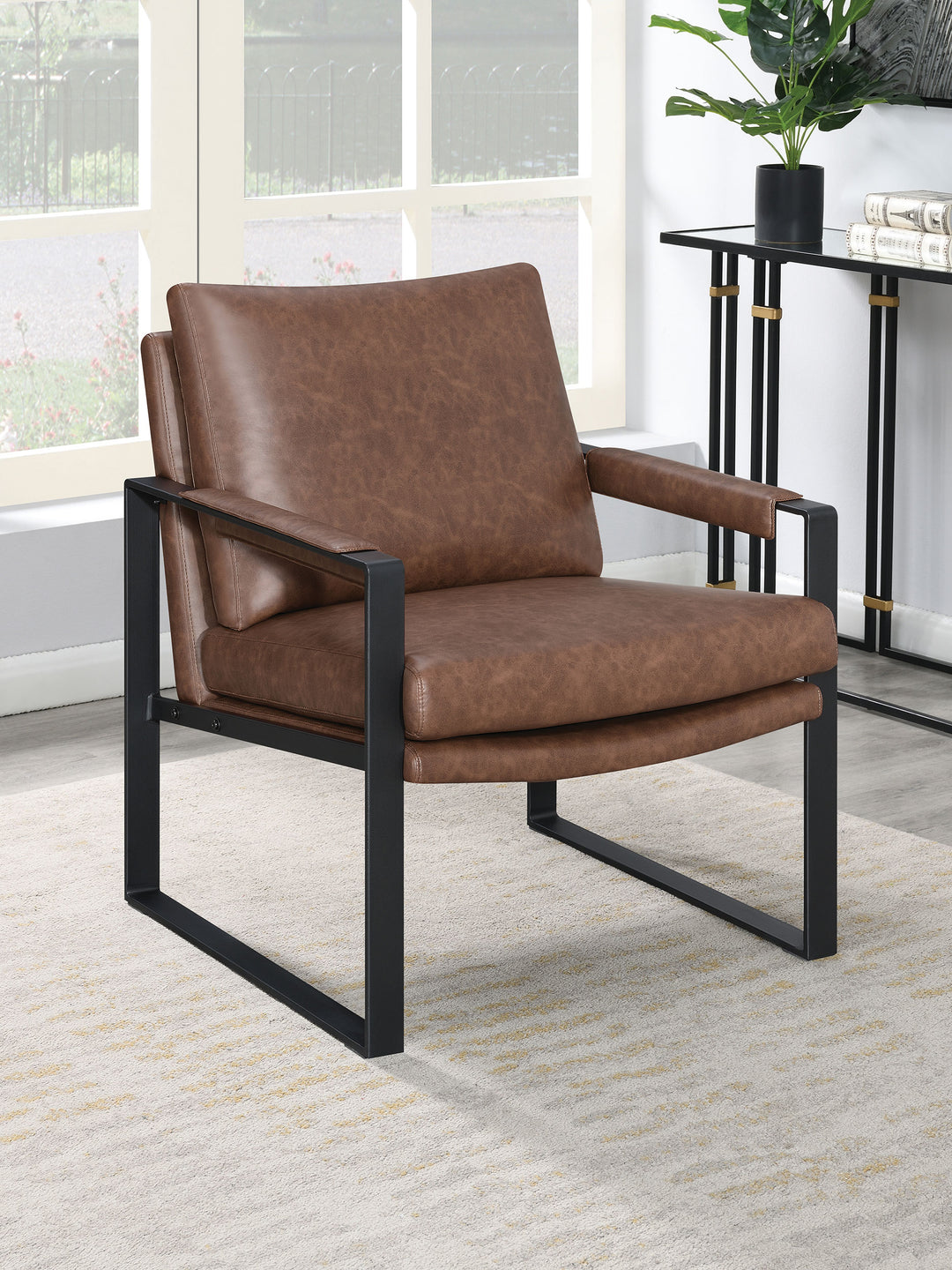 Rosalind Upholstered Accent Chair with Removable Cushion Umber Brown and Gunmetal