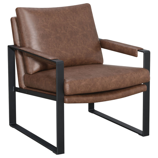 Rosalind Upholstered Accent Chair with Removable Cushion Umber Brown and Gunmetal