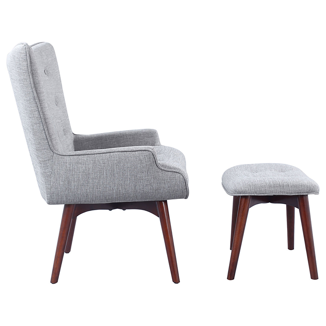 Willow Upholstered Accent Chair with Ottoman Grey and Brown