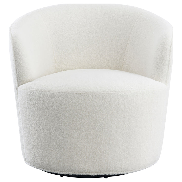 Joyce Upholstered Swivel Barrel Chair White