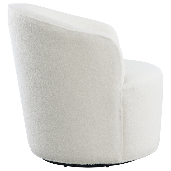 Joyce Upholstered Swivel Barrel Chair White