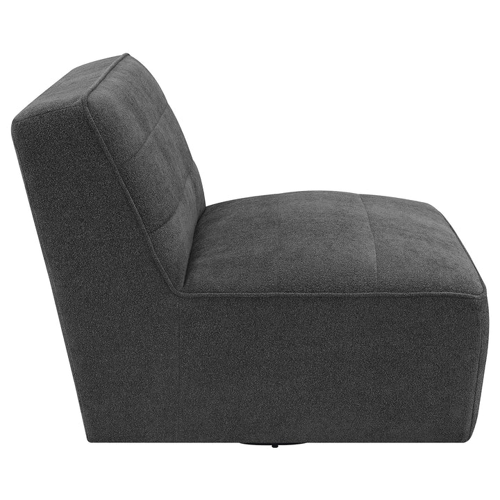 Cobie Upholstered Swivel Armless Chair Dark Charcoal