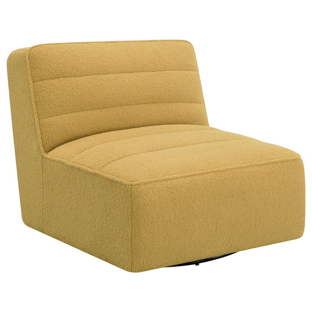 Cobie Upholstered Swivel Armless Chair Mustard