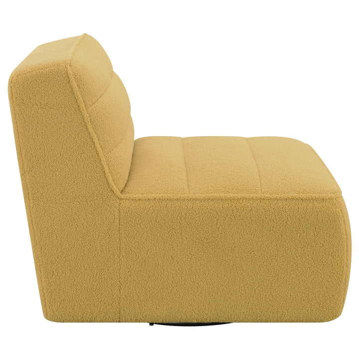 Cobie Upholstered Swivel Armless Chair Mustard