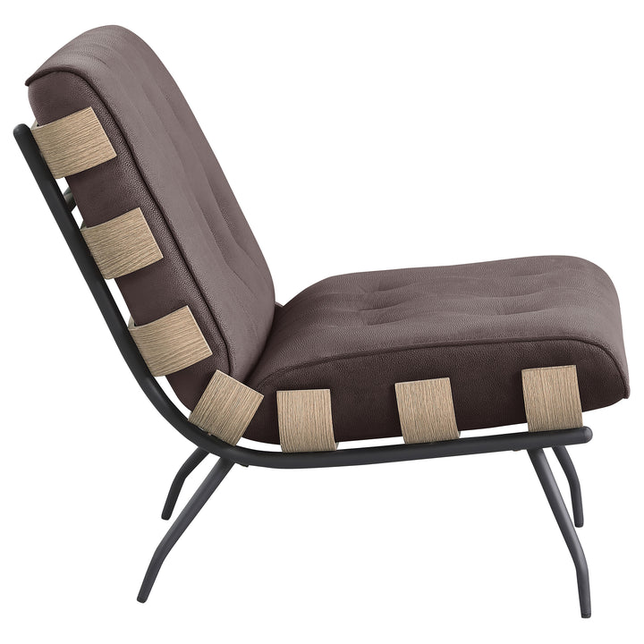 Aloma Armless Tufted Accent Chair Dark Brown