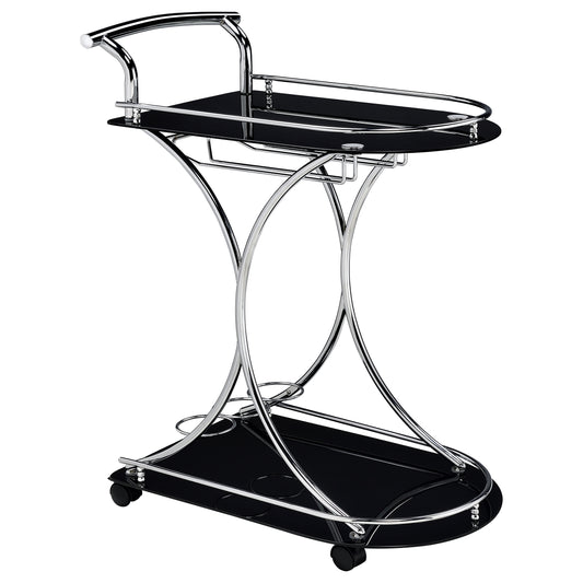 Elfman 2-shelve Serving Cart Chrome and Black