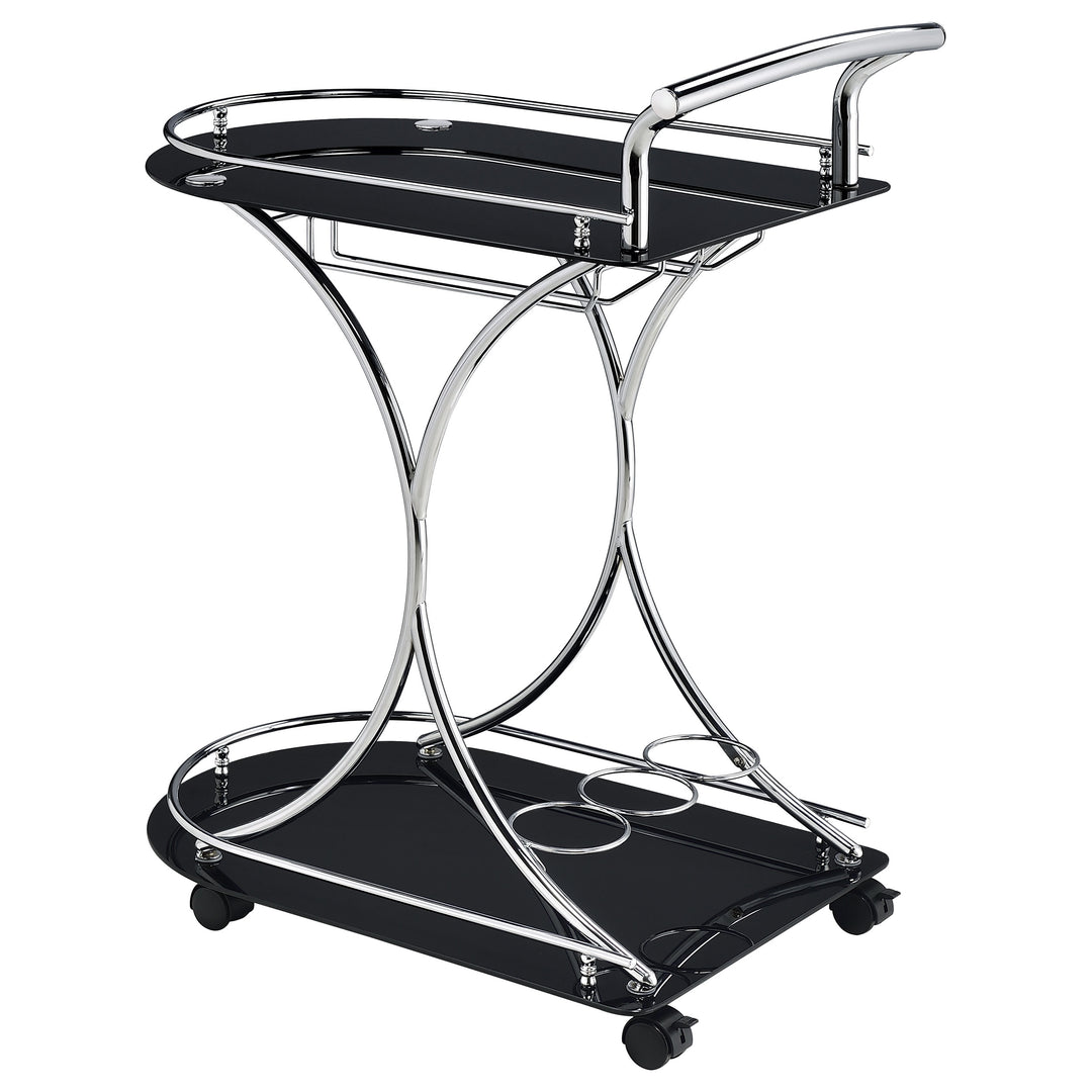 Elfman 2-shelve Serving Cart Chrome and Black