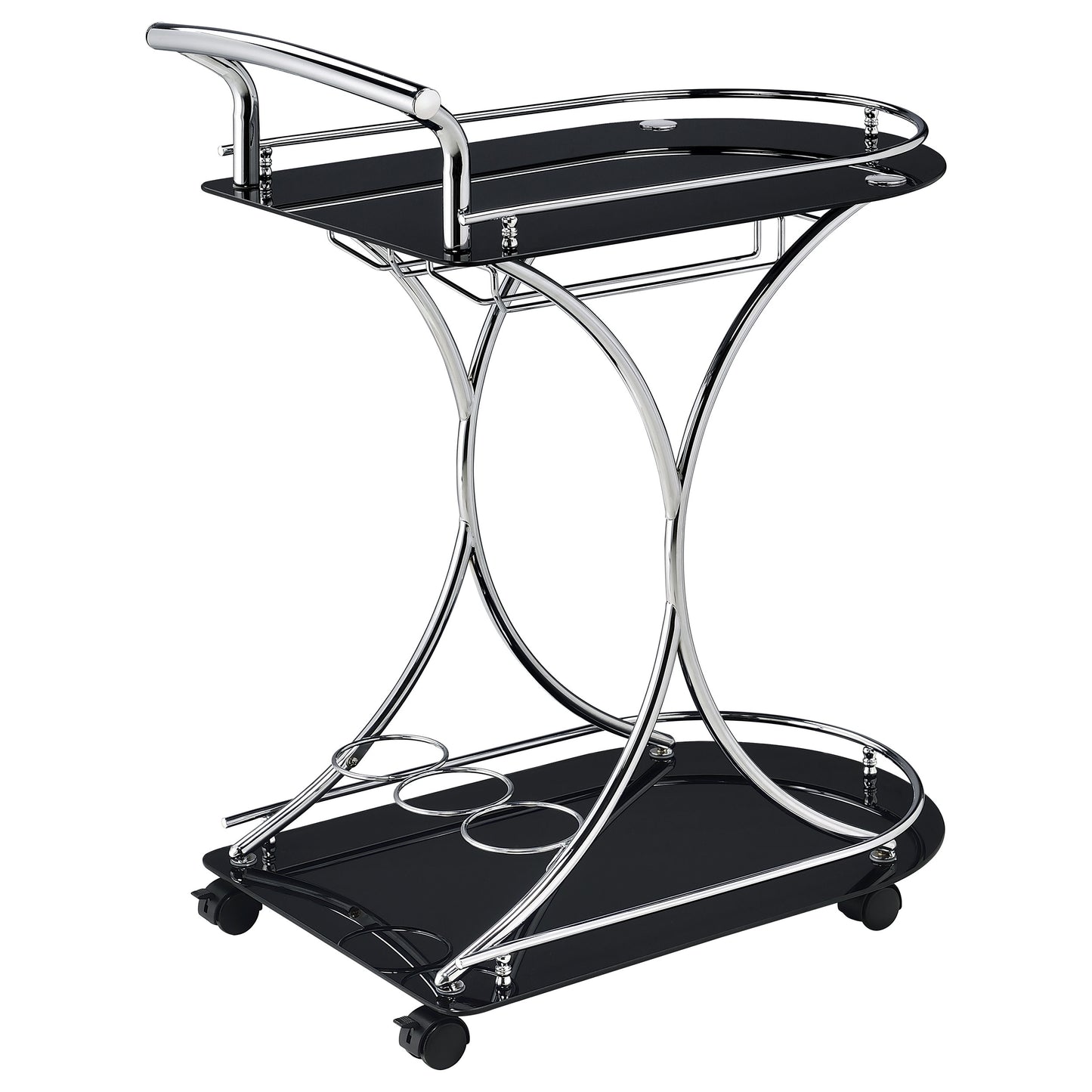 Elfman 2-shelve Serving Cart Chrome and Black