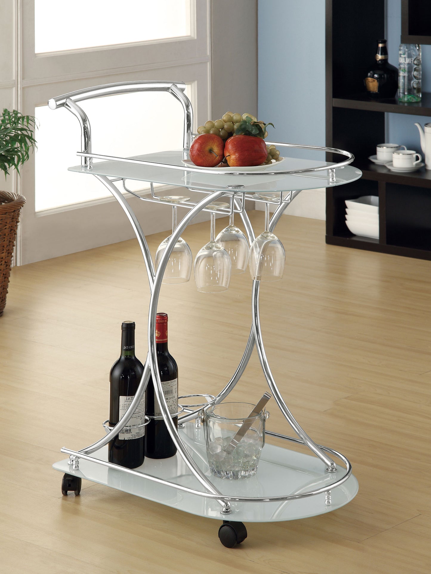 Elfman 2-shelve Serving Cart Chrome and White