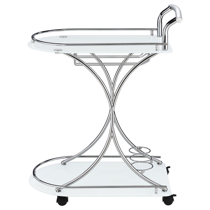 Elfman 2-shelve Serving Cart Chrome and White