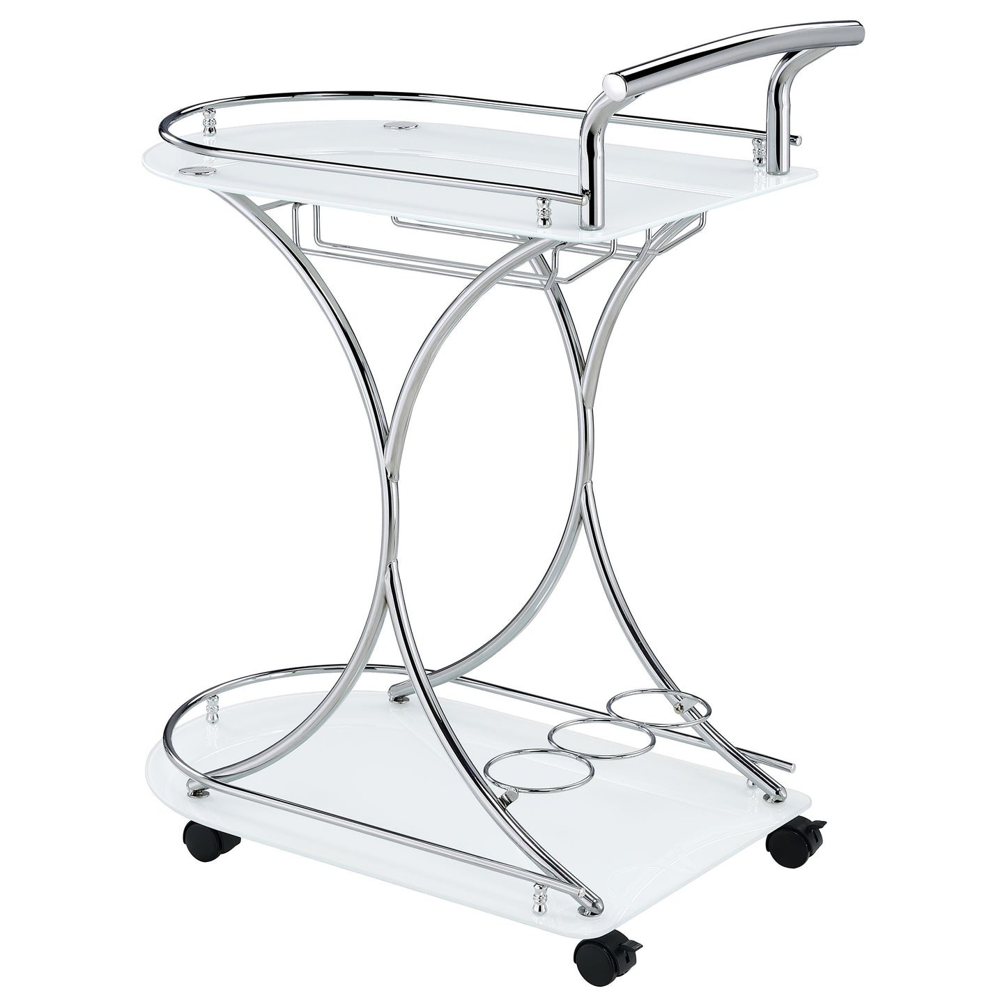 Elfman 2-shelve Serving Cart Chrome and White